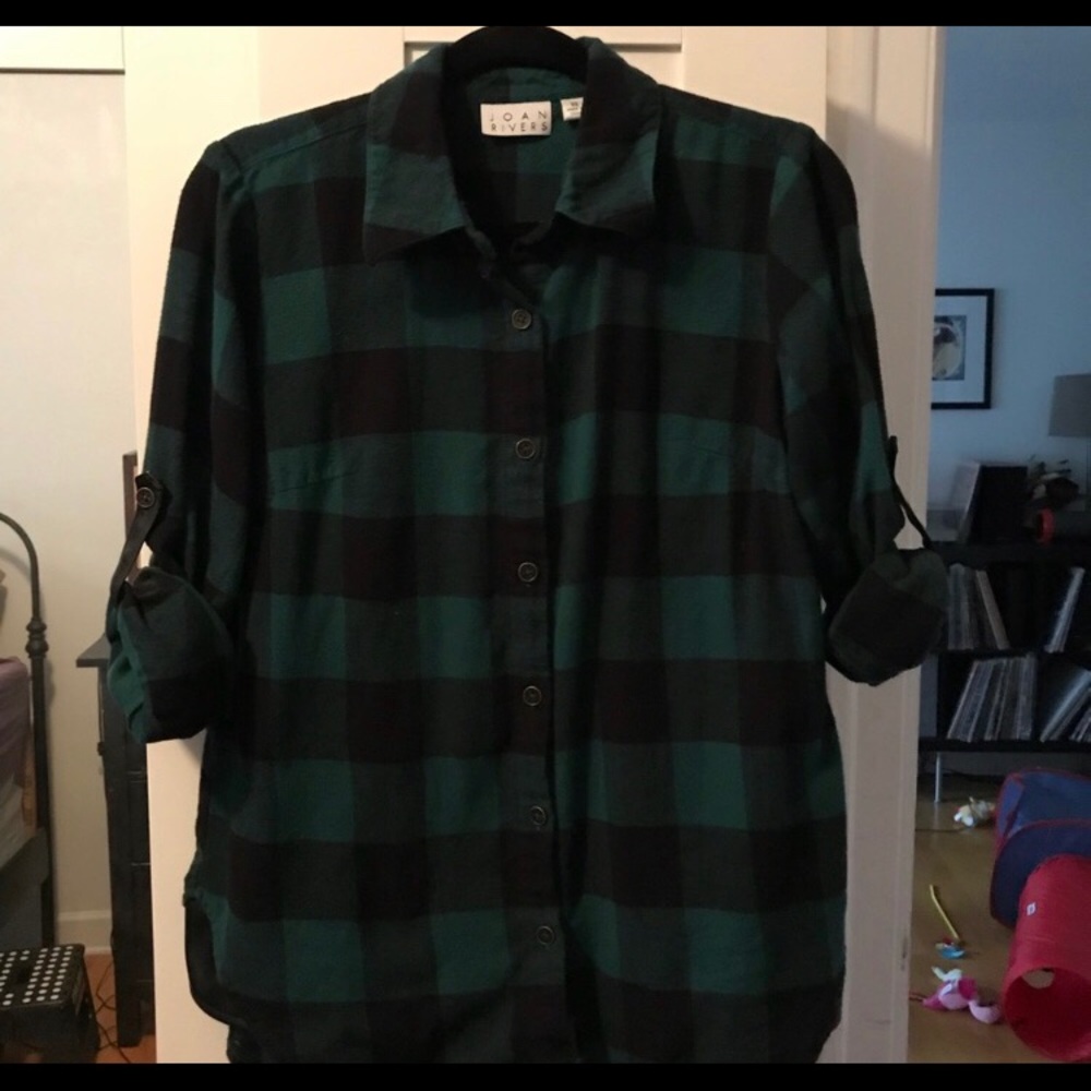 Green and black flannel shirt